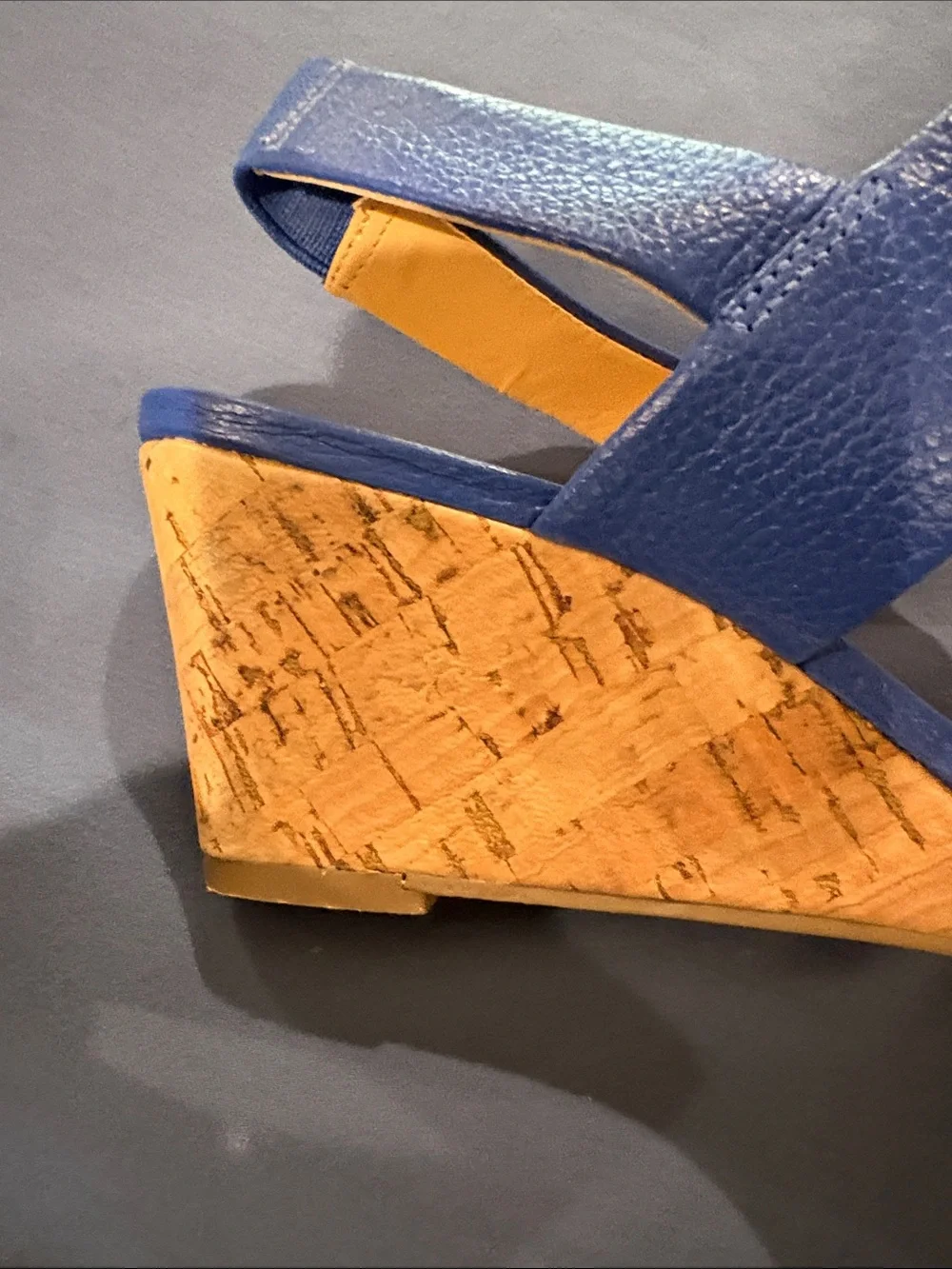 Talbots Cobalt Blue Leather Cork Wedge Sandals